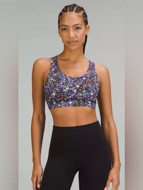 lululemon 6 Energy Longline Bra Med Support, B-D Cup. Flower Burst Multi Floral